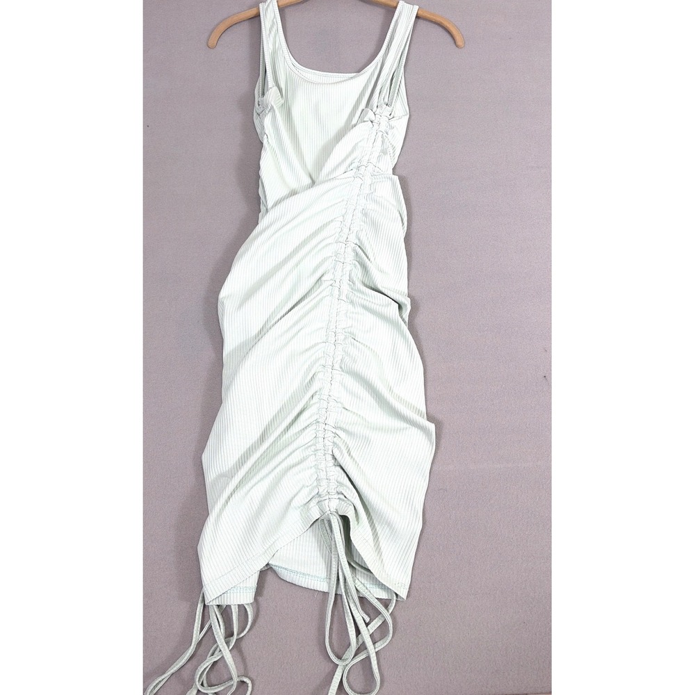 SHEIN Mint Green Ribbed Bodycon Dress Adjustable Cinched Sides Sleeveless Small - Picture 2 of 7